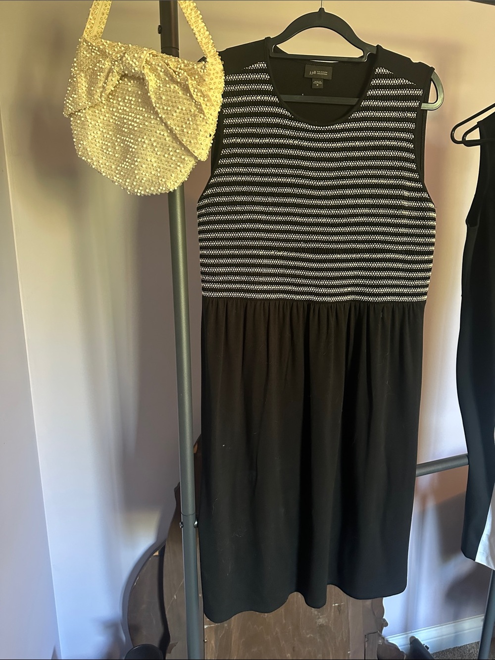 J. Jill Black and White Striped Bodice Sleeveless Dress
